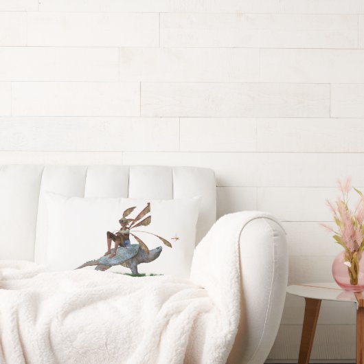 男の子の妖精に亀に乗る装飾用クッション ランバークッション (ソファ)