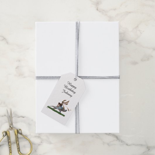 男の子の妖精タートルギフトに乗ってラベル ギフトタグ (より糸付き)