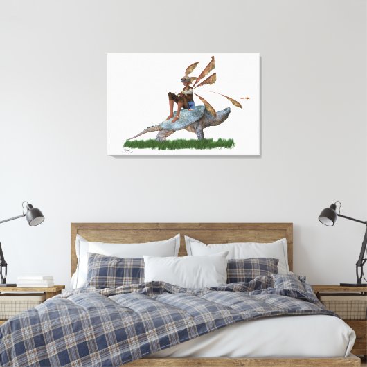 男の子の妖精タートルストレッチキャンバスプリントに乗る キャンバスプリント (インサイチュ (寝室))