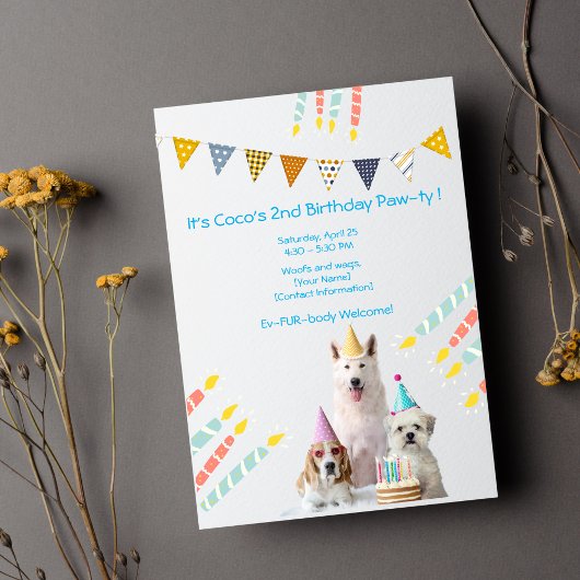 男の子の子犬のための犬の誕生日招待状 招待状