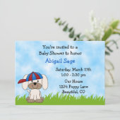 男の子の子犬ベビーシャワー招待状 招待状 (スタンド正面)