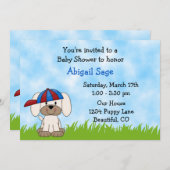 男の子の子犬ベビーシャワー招待状 招待状 (正面/裏面)