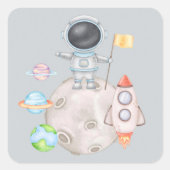 男の子の宇宙の男の子の赤ちゃんシャワー スクエアシール (正面)