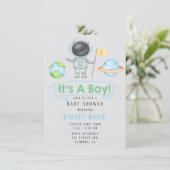 男の子の宇宙の男の子の赤ちゃんシャワー 招待状 (スタンド正面)