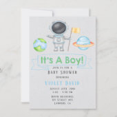 男の子の宇宙の男の子の赤ちゃんシャワー 招待状 (正面)