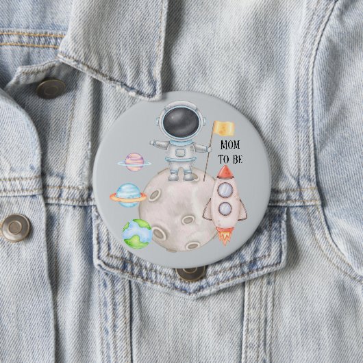 男の子の宇宙の男の子ベビーShoweA Mom To Be 缶バッジ (インサイチュ)