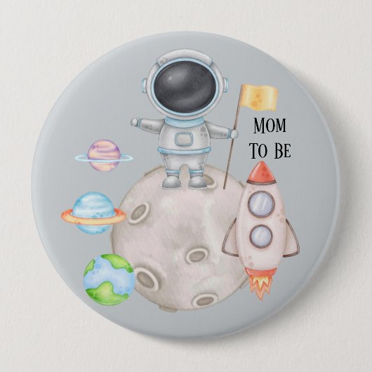 男の子の宇宙の男の子ベビーShoweA Mom To Be 缶バッジ (正面)