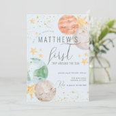 男の子の宇宙誕生日招待状 招待状 (スタンド正面)