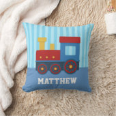 男の子の寝室のためのかわいく、カラフルな列車 クッション (ブランケット)