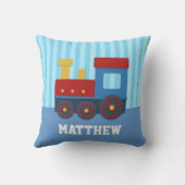 男の子の寝室のためのかわいく、カラフルな列車 クッション (裏面)