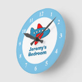 男の子の寝室や子供部屋 ラウンド壁時計 (傾斜)
