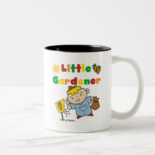男の子の小さい庭師のTシャツおよびギフト ツートーンマグカップ (右)
