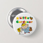 男の子の小さい庭師のTシャツおよびギフト 缶バッジ (正面&裏面)