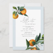 男の子の小さなかわいこちゃん柑橘類オレンジフルーツベビーシャワー 招待状 (正面)