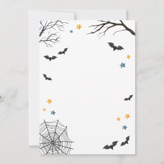 男の子の小さなブハロウィーンカボチャ赤ちゃんシャワー 招待状 (裏面)