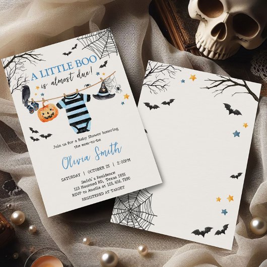 男の子の小さなブハロウィーンカボチャ赤ちゃんシャワー 招待状
