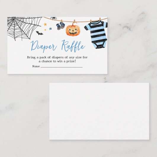 男の子の小さなブハロウィーンパンプキンオムツラッフル エンクロージャーカード (正面/裏面)