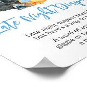 男の子の小さなブベイビーシャワー夜遅くのおむつ ポスター (角)