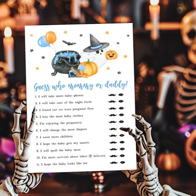 男の子の小さなブー幽霊誰のママまたはパパのゲーム (Ghost Halloween Baby Shower Guess who Mommy or Daddy Game)