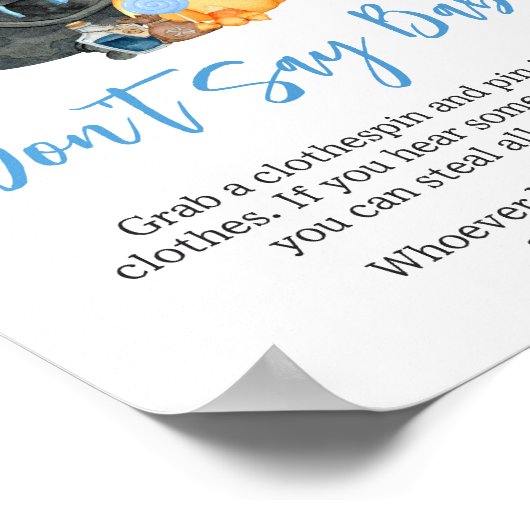 男の子の小さなブー幽霊赤ちゃんシャワー言わないベビー ポスター (角)