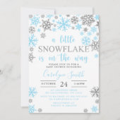 男の子の小さな雪の結晶が途中の赤ちゃんシャワー私 招待状 (正面)