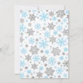 男の子の小さな雪の結晶が途中の赤ちゃんシャワー私 招待状 (裏面)