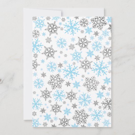 男の子の小さな雪の結晶が途中の赤ちゃんシャワー私 招待状 (裏面)
