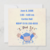 男の子の就学前の幼稚園の卒業生のパーティの招待状 招待状 (裏面)