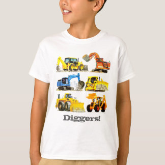 男の子の巨大な建築の坑夫および掘削機 Tシャツ