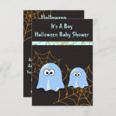 男の子の幽霊のハロウィンのベビーシャワーの招待状カード 招待状 (正面/裏面)