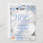 男の子の幽霊リトルブーはハロウィーンの赤ちゃんシャワーが原因 招待状 (正面)