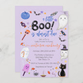 男の子の幽霊リトルブーはハロウィーンの赤ちゃんシャワーが原因 招待状 (正面/裏面)