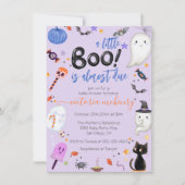 男の子の幽霊リトルブーはハロウィーンの赤ちゃんシャワーが原因 招待状 (正面)