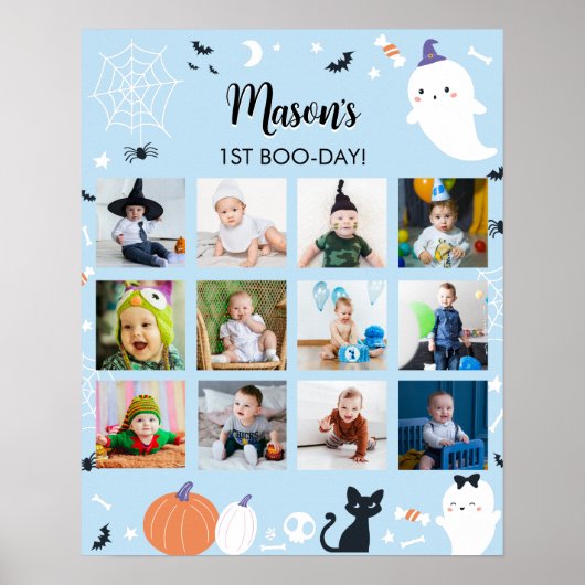 男の子の幽霊1年目の写真マイルストーンのサイン ポスター (正面)