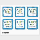 男の子の建物ブロック誕生日パーティギフト スクエアシール (シート)