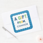 男の子の建物ブロック誕生日パーティギフト スクエアシール (封筒)