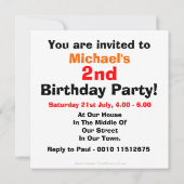 男の子の建築のトラックの第2誕生会 招待状 (裏面)