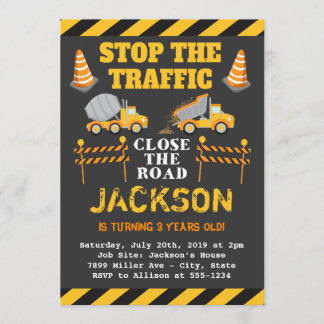 男の子の建築の誕生日のパーティの招待状 招待状