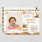 男の子の建築の誕生日の招待(写真あり) 招待状 (正面/裏面)