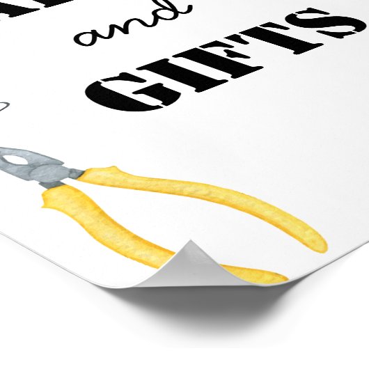 男の子の建築カードとギフトテーブルの記号 ポスター (角)