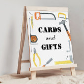 男の子の建築カードとギフトテーブルの記号 ポスター