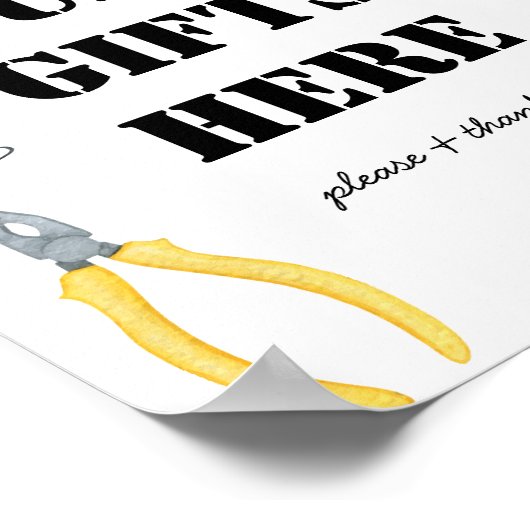 男の子の建築土産ここにサイン ポスター (角)