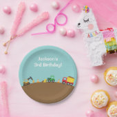 男の子の建築車のテーマの誕生会 ペーパープレート (パーティー)