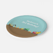 男の子の建築車のテーマの誕生会 ペーパープレート (アングル)