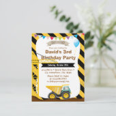男の子の建設テーマの誕生日パーティーの招待状 招待状 (スタンド正面)