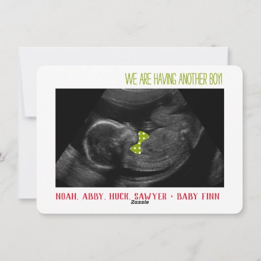 男の子の性別が休日の超音波写真カードを表示 シーズンカード (裏面)