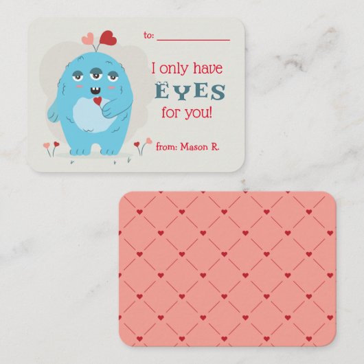 男の子の怪物カードのための教室バレンタインデー ノートカード (正面/裏面)