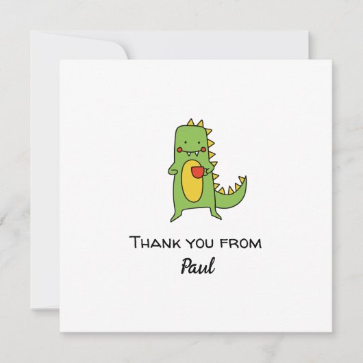 男の子の恐竜ありがとうステッカー パーティーファヴォリットカード 招待状 (正面)