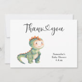 男の子の恐竜ありがとう赤ちゃんシャワー サンキューカード (正面)