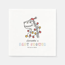 男の子の恐竜の冬のクリスマスコード赤ちゃんシャワー スタンダードカクテルナプキン